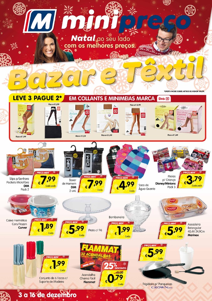 Antevisão folheto Minipreço 3 a 16 dez Bazar e Têxtil