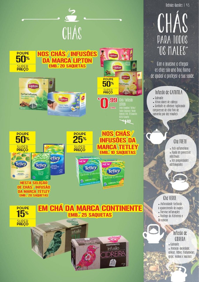 Antevisão folheto Continente especial Bebidas Quentes